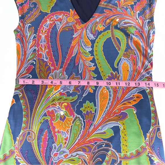 Ralph Lauren Black Label Size 2 Multicolor Paisley 100% Silk Jersey Sheath Dress - Picture 13 of 13